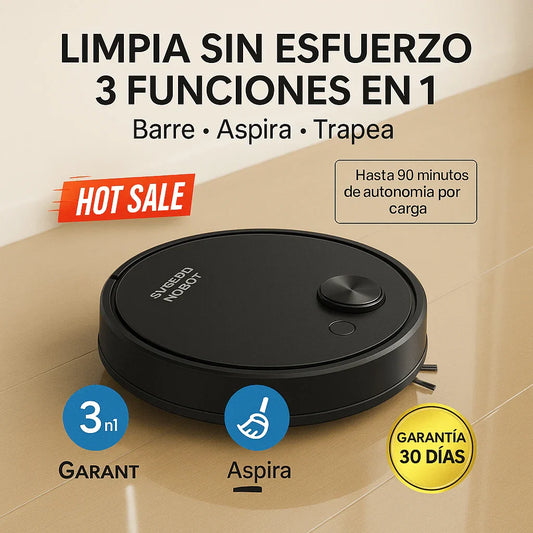 Robot de Limpieza Inteligente 3 en 1 (Barre, Aspira y Trapea)